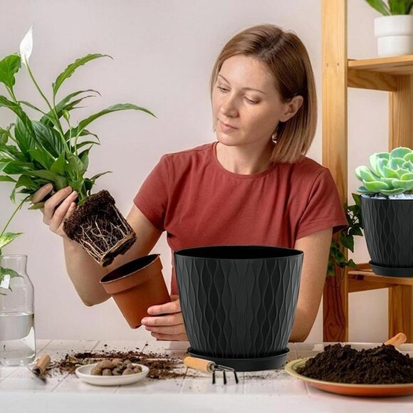 New Flower Pots Outdoor 6 inch Set of 5 Succulent Planters for Indoor - Picture 5 of 7